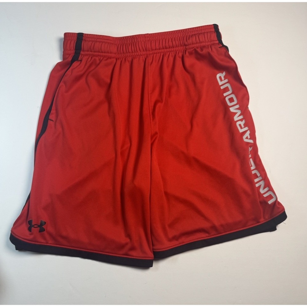 UNDER ARMOUR Youth Boys Heat‎ Gear Basketball Shorts Size L Red Black Athletic